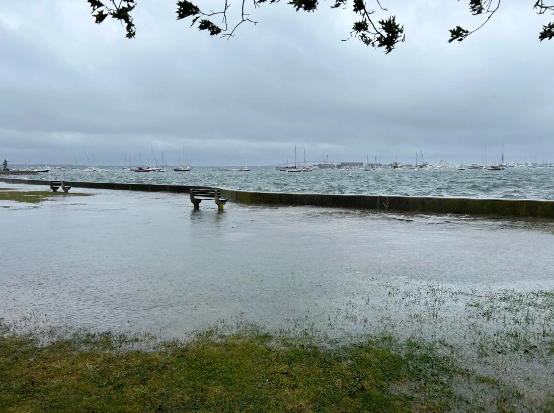 Flooding at high tide in Newport, Rhode Island