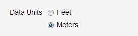A screenshot of the feet/meters select button